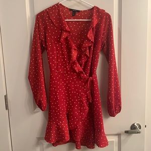 Red Ruffle Wrap around dress